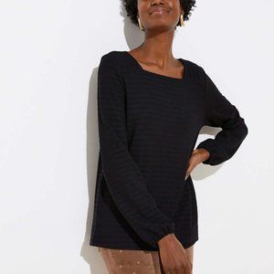 LOFT Textured Stripe Square Neck Top